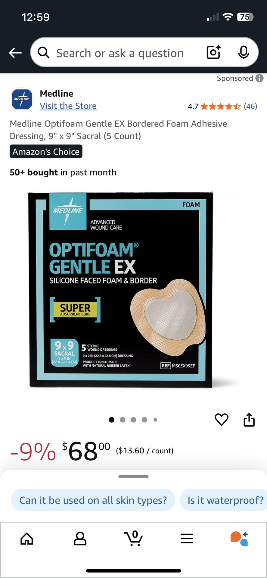 Opitfoam Gentle Medical Supplies 10x9 Bandage Size