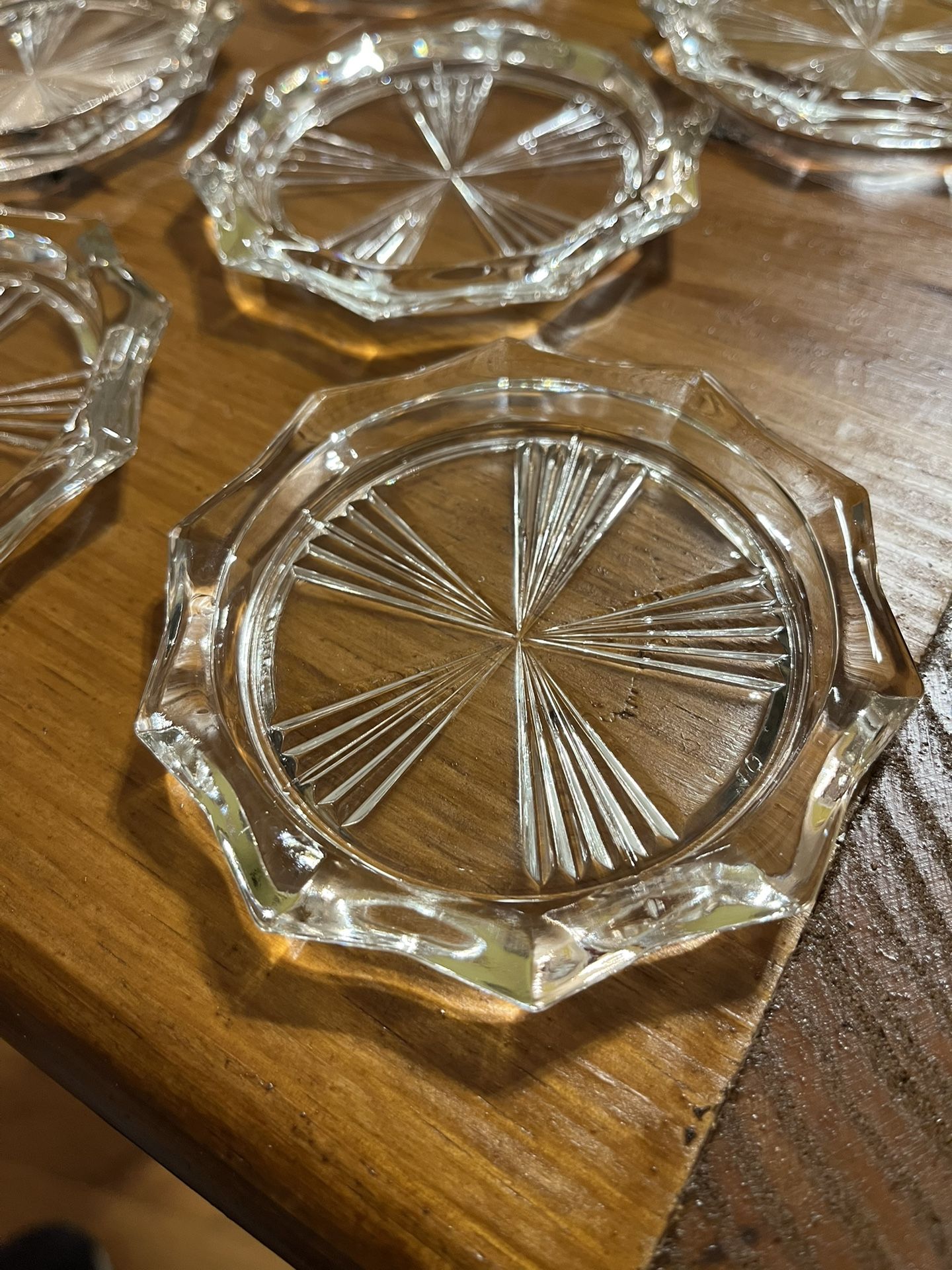 Vintage Reims Crystal Coaster Set of 6 Made in France