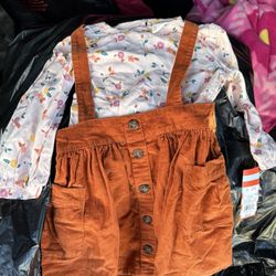 Cat & Jack 3T Toddler Outfit Overall Dress with Blouse