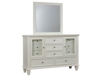 Sandy Beach Cream White Dresser and Mirror