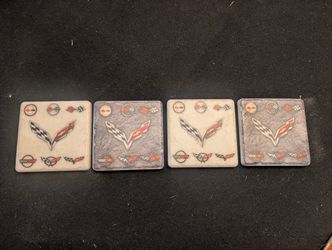 Corvette C7 Logo Stone Coasters - Set of 4