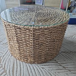 Coastal coffee table with glass top