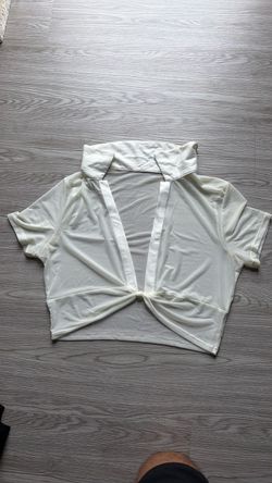 White Crop Top with Front Knot Detail and black plain one