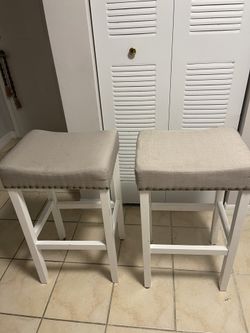 Two Gray And White Stools - Good Condition