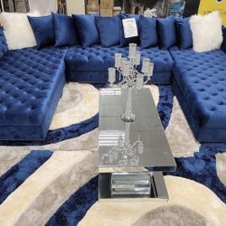 3PC U Shape Double Chaise Velvet Sectional
