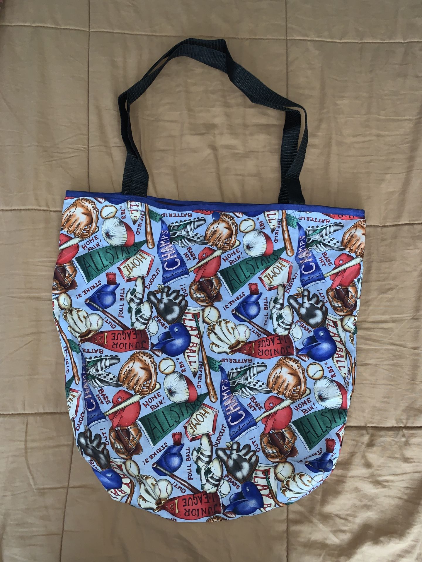 Handmade Baseball Themed Tote Bag