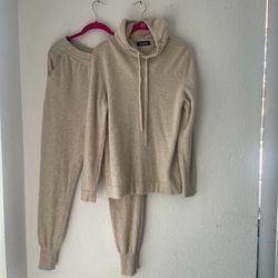 NAADAM Beige Knit Cashmere 2-Piece Set Hoodie Sweater