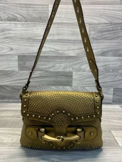 Gucci Gold Leather Borchie Studded Flap Shoulder Bag (162864-1)