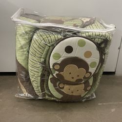  Monkey Crib Bumper Set with Wall Decals