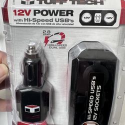 Tuff  Tech 23380 12V Vehicles sockets Power With Hi-Speed dual USB Ports