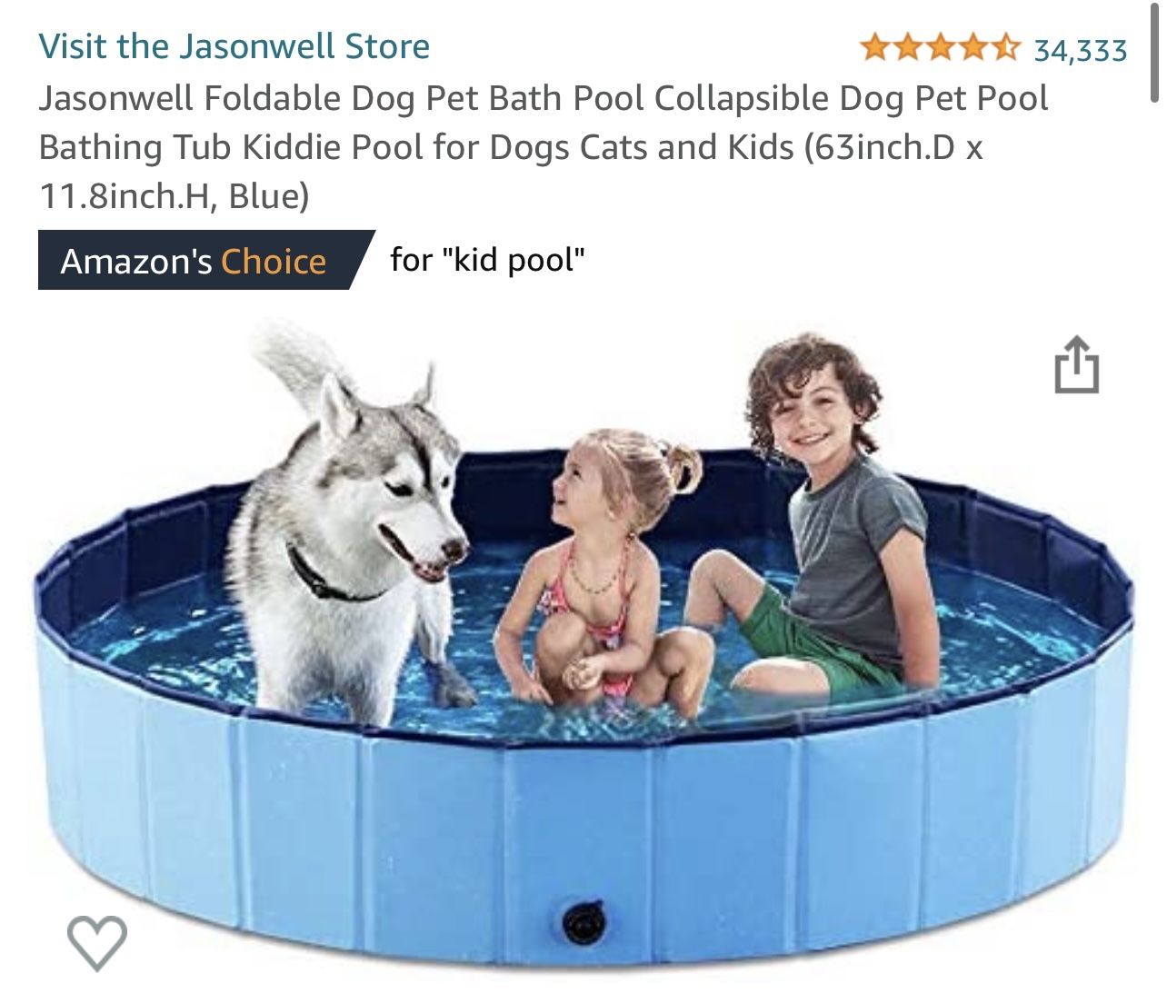Foldable Dog Pet Bath Pool 63inch .D X 11.8inch .H 