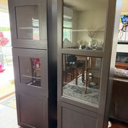 Set of 2 IKEA BESTÅ Storage Cabinets with Glass Doors