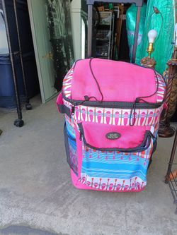Pink/Blue Color Design Bag Cooler With Wheels, for Camping, Picnic etc.