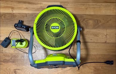 Shop RYOBI ONE+ 18V Cordless Hybrid WHISPER SERIES 12 in. Misting Air Cannon Fan Kit with 2.0 Ah Battery and Charger