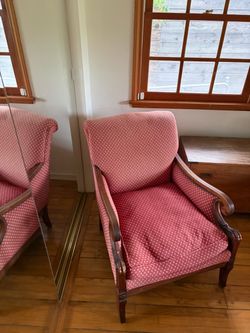 Vintage Wingback Carved Wood Armchair “Chippendale”