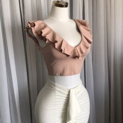 Blush Pink Ruffle Top Size M