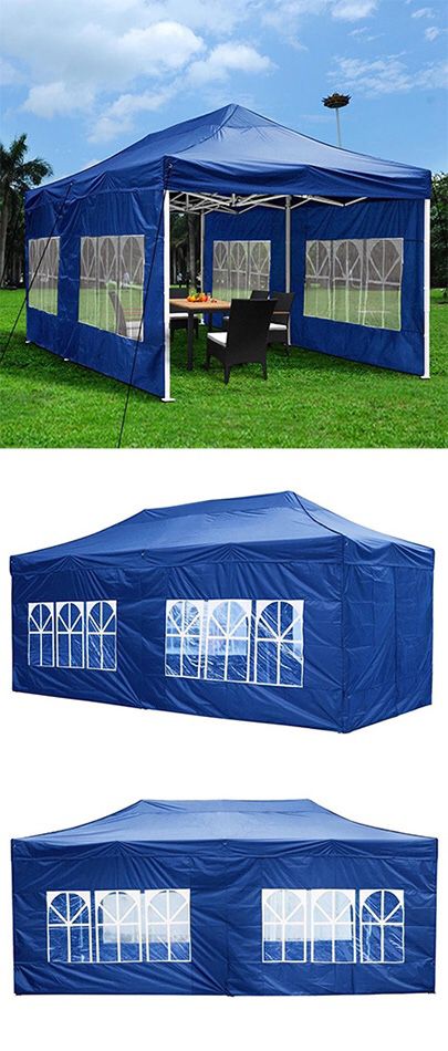 $190 NEW Heavy-Duty 10x20 Ft Outdoor Ez Pop Up Party Tent Patio Canopy w/Bag & 6 Sidewalls, Blue