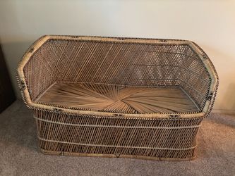 Vintage 1970s Wicker Starburst Loveseat