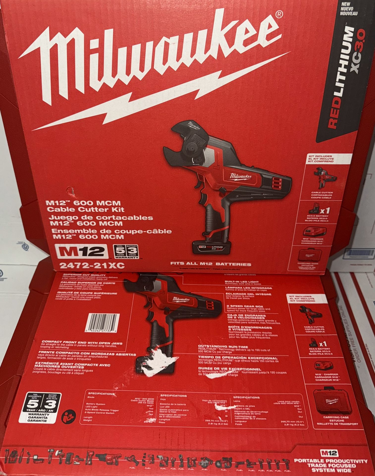 Milwaukee M12 600 MCM Cable Cutter Kit. Model #2472-21XC