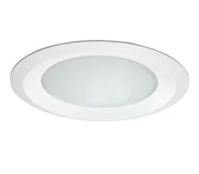 HALO E26 Series 6 in. White Recessed Ceiling Light Fixture Trim with Frosted Glass Lens, Wet Rated Shower Light