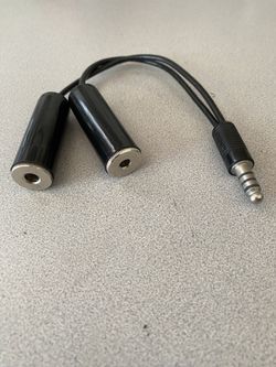 Dual GA to U174 Helicopter Plug aviation headset adapter