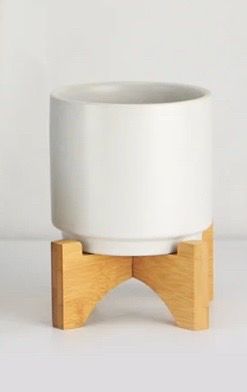 4 1/4” ceramic pot w/wood stand