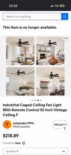 Industrial Caged Ceiling Fan with Light 52 Inch
