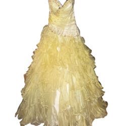 Belle Beauty & The Beast Costume Yellow Strapless Ruffled Gown Disney halloween costume 