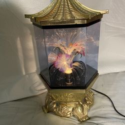 Vintage rotating pagoda fiber optic lamp