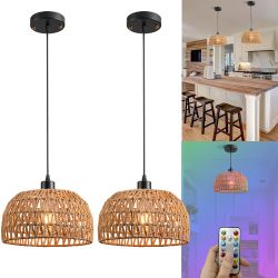 Rattan Battery Operated Pendant Light