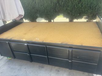 Twin dark brown with drawers and storage