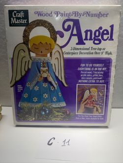 Vintage 1972 Craft Master Wood Paint By Number Angel Tree-top Kit C-11