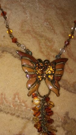 Womens vintage butterfly necklace