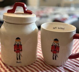 Christmas hard to find nutcracker canister and mug