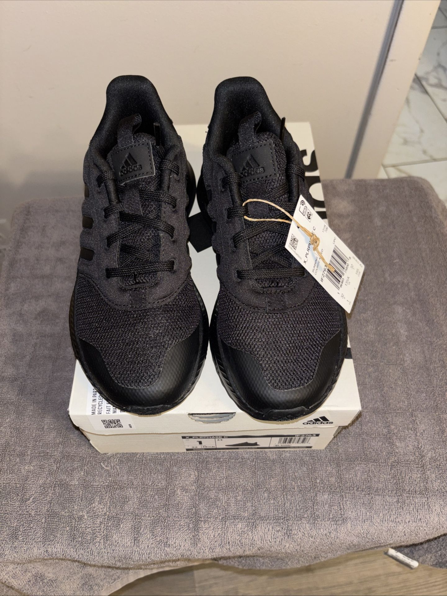 Adidas X_Plrphase C -Kids US Core Black Lifestyle Shoes SZ 1Y