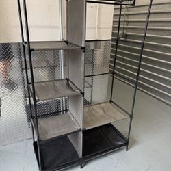 Portable Fabric Closet Organizer with Shelves & Hanging Rod – Lightweight Storage Rack