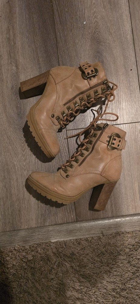 G by Guess Gimmy Heeled Combat/Biker Boots