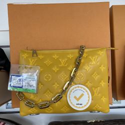 Louis Vuitton Lambskin Embossed Monogram Cousin PM Sunflower Purse