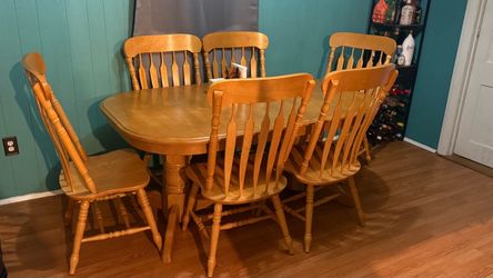Wood Dining Table Set with 6 Chairs