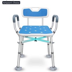 Open Box Unused Shower Chair With Handles And Seat Back. Adjustable 