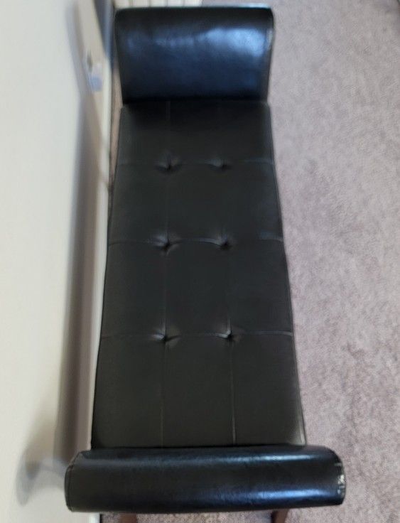 Black Faux Leather Storage Ottoman Bench