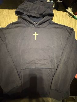 XL RingSpun Navy blue Jesus loves you hoodie with white cross graphic #christian #faith
