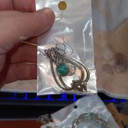 Fish Hook Earrings With A Turquoise Bead 