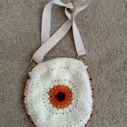 GORGEOUS Handmade With Love 12" Hand Crocheted Cross Body Bag
