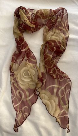 Scarf - Maroon With Beige Floral Design 