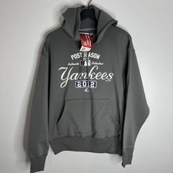 New York Yankees Majestic Authentic Hoodie Mens Medium Grey Therma Base 2012 NWT