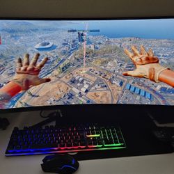 Sceptre 34" Curved Gaming Monitor With Keyboard And Mouse And Steel Series Arctic 7x Headset And Gaming Controller!!!