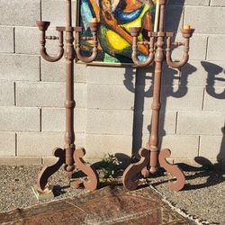 Antique Pair French Altar Candelabras 