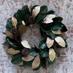 New 26” Green & Gold Magnolia Wreath 