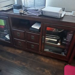 Red Wood Curio Tv Stand 